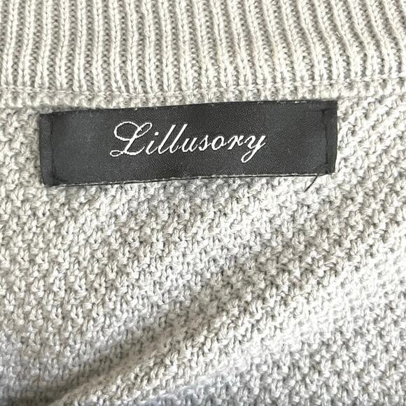 Lillusory Pullover Sweater Textured Cotton, Gray, Cozy Long Sleeve, Oversized - Picture 3 of 5